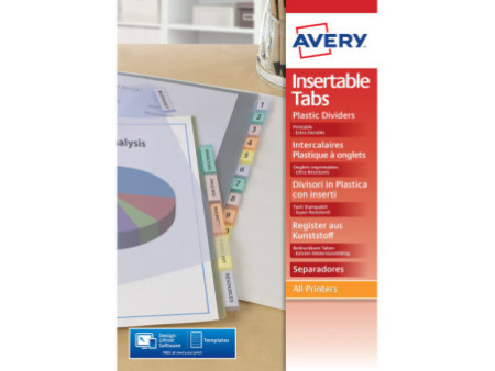 AVERY Intercalaires à onglets, 8 touches, PP, transparent