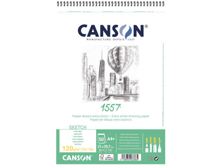 CANSON Album spiralé papier dessin 1557, A4, 120 g/m2