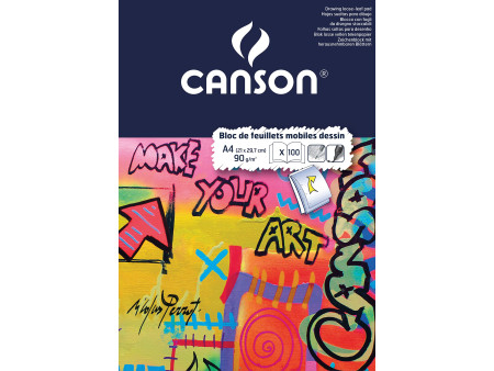 CANSON Bloc de feuillets mobiles de papier à dessin, blanc