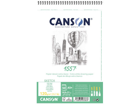 CANSON Album spiralé papier dessin 1557, A5, 120 g/m2