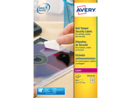 AVERY Etiquette de sécurité, 45,7 x 21,2 mm, blanc