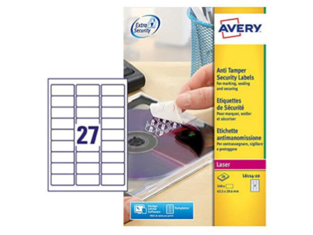 AVERY Etiquette de sécurité, 63,5 x 29,6 mm, blanc