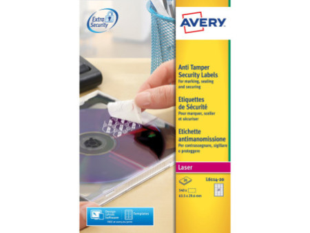 AVERY Etiquette de sécurité, 63,5 x 29,6 mm, blanc