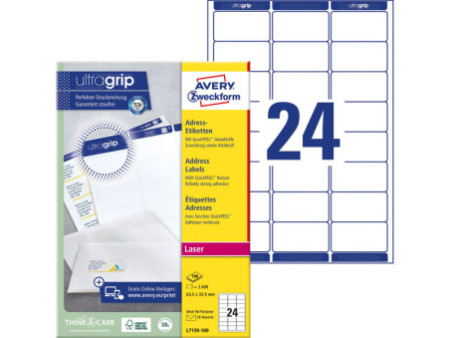 AVERY Zweckform QuickPEEL Etiquette d'adresse, 63,5 x 33,9mm