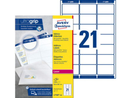 AVERY Zweckform QuickPEEL Etiquette d'adresse, 63,5 x 38,1mm