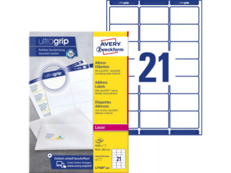 AVERY Zweckform QuickPEEL Etiquette d'adresse, 63,5 x 38,1mm