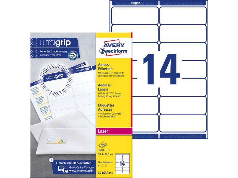 AVERY Zweckform QuickPEEL Etiquette d'adresse, 99,1 x 38,1mm