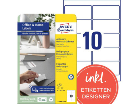 AVERY Zweckform Etiquette universelle, 96 x 50,8 mm, blanc