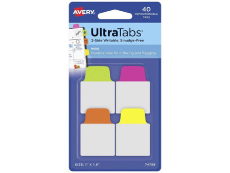 AVERY Zweckform Onglet adhésif UltraTabs fluo, 25,4 x 38 mm