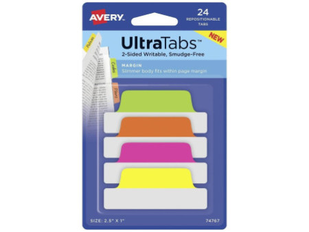 AVERY Zweckform Onglet adhésif UltraTabs fluo, 63,5 x 25 mm