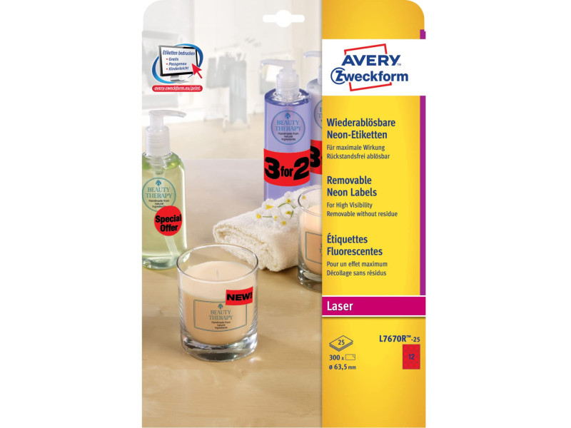 AVERY Zweckform Stick&Lift Etiquette, diamètre: 63,5 mm