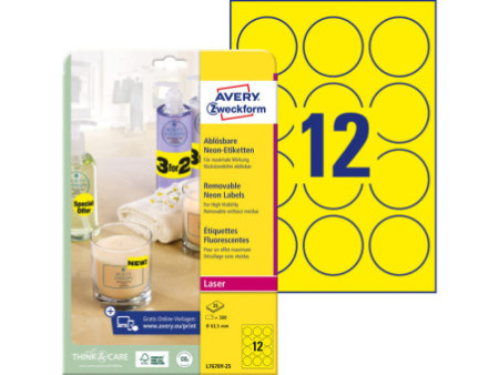 AVERY Zweckform Stick&Lift Etiquette, diamètre: 63,5 mm