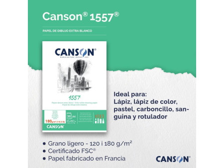 CANSON Album spiralé papier dessin 1557, A4, 180 g/m2