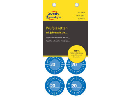 AVERY Zweckform Plaquette de contrôle, 20xx à inscrire,jaune