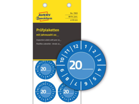 AVERY Zweckform Plaquette de contrôle, 20xx à inscrire, bleu