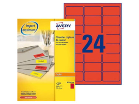 AVERY Etiquette d'adresse, 70 x 35 mm, rouge fluo
