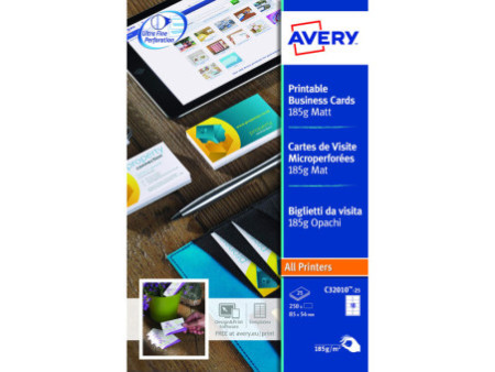 AVERY Cartes de visite Quick&Clean, 185 g/m2, blanc mat