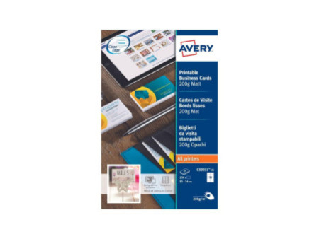 AVERY Cartes de visite Quick&Clean, 200 g/m2, blanc mat