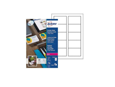 AVERY Cartes de visite Quick&Clean, 220 g/m2, blanc satin