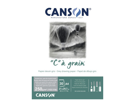 CANSON Bloc papier dessin 'C' à grain Couleur, gris chiné