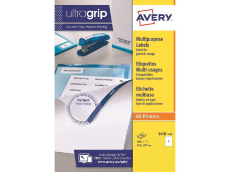 AVERY Etiquette multi-usage, 210 x 297 mm, blanc
