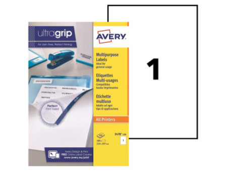 AVERY Etiquette multi-usage, 210 x 297 mm, blanc