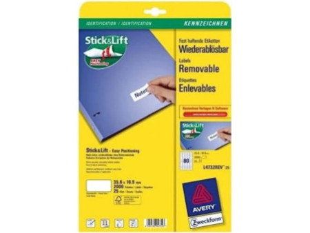 AVERY Etiquette multi-usage, enlevable, 35,6 x 16,9 mm