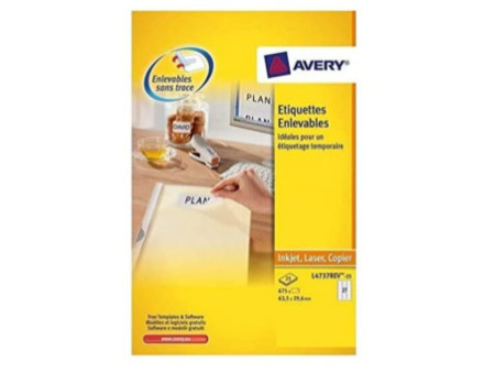 AVERY Etiquette multi-usage, enlevable, 63,5 x 29,6 mm
