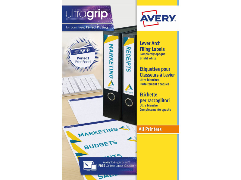 AVERY Etiquette de classement adhésive, 192 x 61 mm, blanc