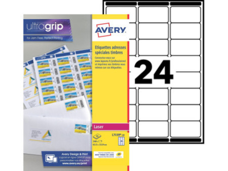 AVERY Etiquette SPECIAL pour timbres, 63,5 x 33,9 mm, blanc