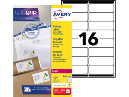 AVERY Etiquette d'adresse, 99,1 x 33,9 mm, blanc