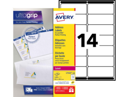 AVERY Etiquette d'adresse, 99,1 x 38,1 mm, blanc