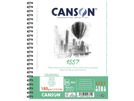 CANSON Album spiralé papier dessin 1557, A5+, 180 g/m2