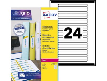 AVERY Etiquette de classement adhésive, 134 x 11 mm, blanc