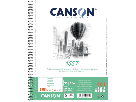 CANSON Album spiralé papier dessin 1557, A4+, 180 g/m2