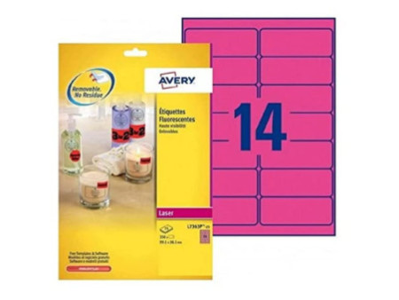 AVERY Etiquette fluorescente, 99,1 x 38,1 mm, rose fluo