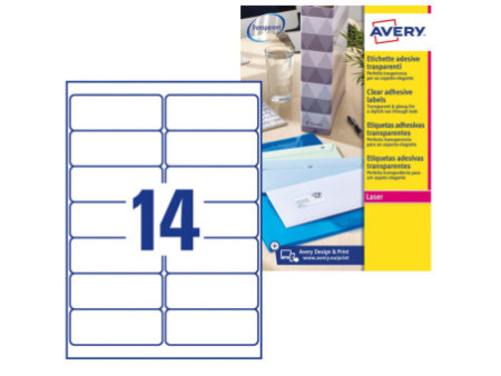 AVERY Etiquette d'adresse, 99,1 x 38,1 mm, transparent