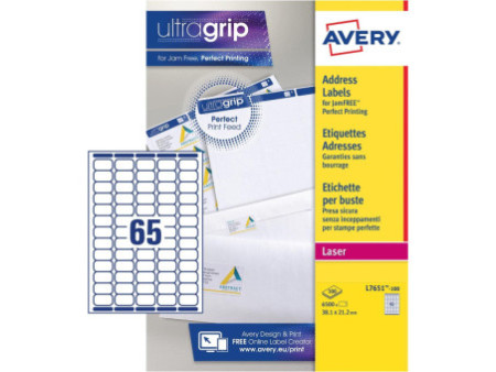 AVERY Mini étiquette d'adresse laser, 38,1 x 21,2 mm, blanc