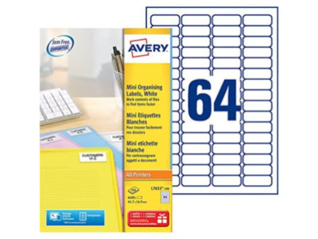 AVERY Mini étiquette d'adresse laser, 45,7 x 16,9 mm, blanc