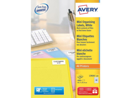 AVERY Mini étiquette d'adresse laser, 45,7 x 25,4 mm, blanc