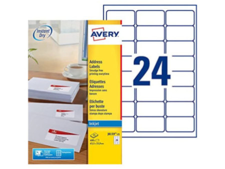 AVERY Etiquette d'adresse jet d'encre, 63,5 x 33,9 mm, blanc