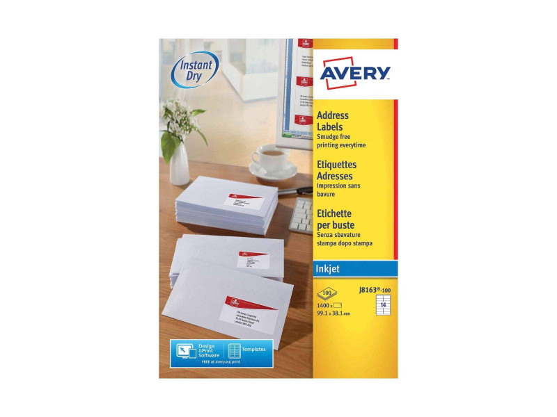 AVERY Etiquette d'adresse jet d'encre, 99,1 x 38,1 mm, blanc