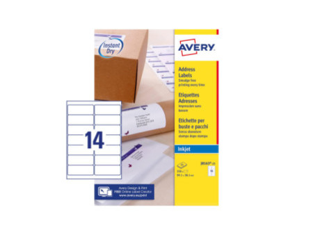 AVERY Etiquette d'adresse Jet d'encre, 99,1 x 38,1 mm, blanc