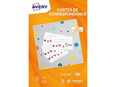 AVERY Cartes de correspondance jet d'encre, 128 x 82 mm