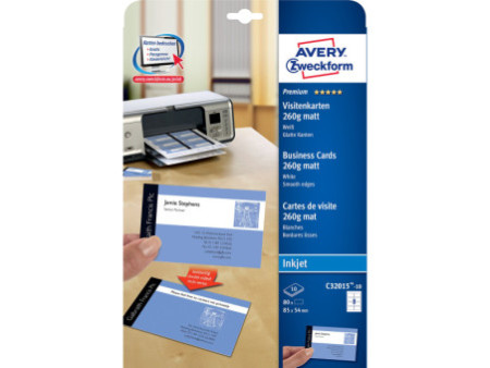 AVERY Zweckform Cartes de visite Quick & Clean, mat,260 g/m2