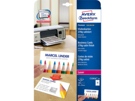 AVERY Zweckform Quick & Clean Cartes de visites, 10 feuilles