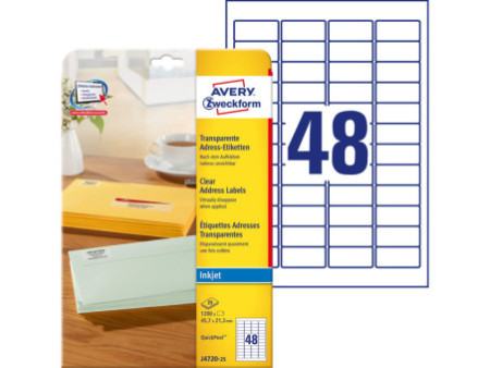 AVERY Zweckform Etiquette d'adresse, transp., 45,7 x 21,2 mm