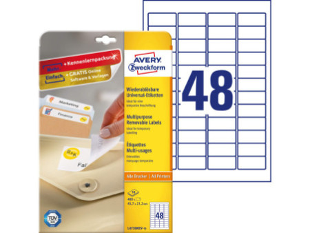 AVERY Zweckform Etiquette universelle, 45,7 x 21,2 mm, blanc
