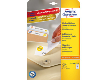 AVERY Zweckform Etiquette universelle, 45,7 x 21,2 mm, blanc