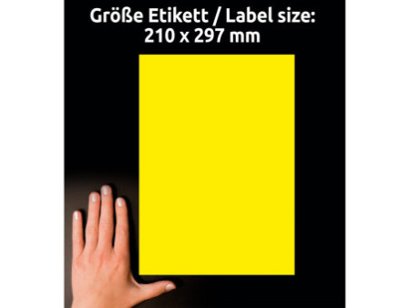 AVERY Zweckform Stick&Lift Etiquette, 210 x 297 mm, jaune